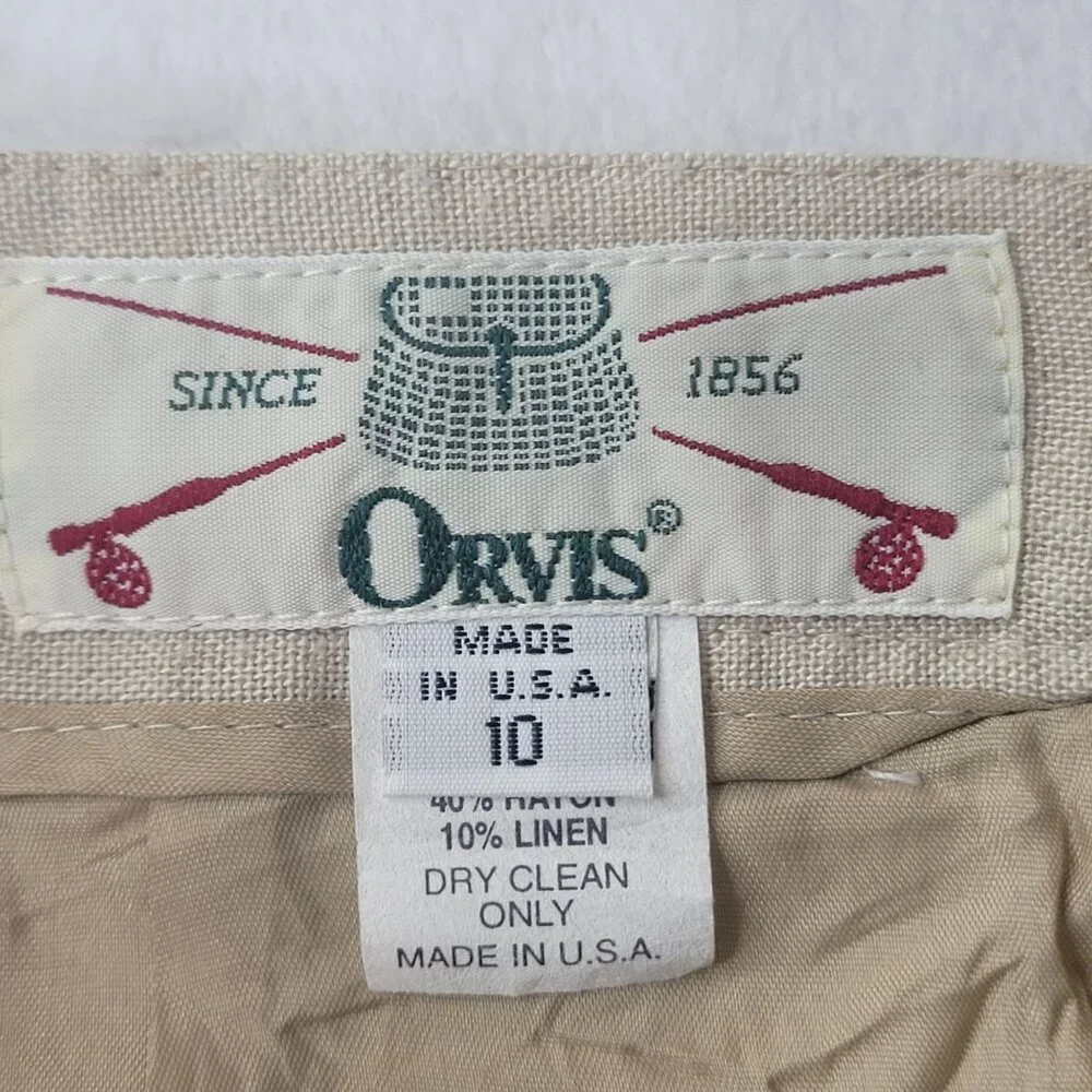 VTG Orvis Pleated Women's Beige Linen Blend Lined Maxi Skirt Size 10 Made in USA - Picture 10 of 11
